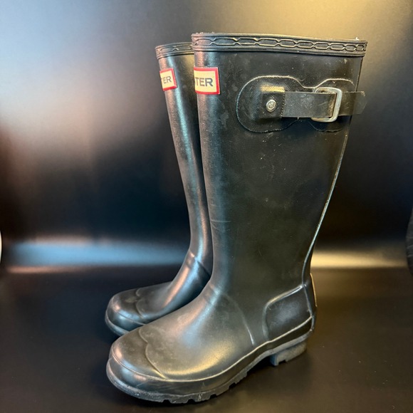 Hunter Rain Boots Tall Adjustable Back Matte Black Rainboots Women's Size 3 - Picture 3 of 6